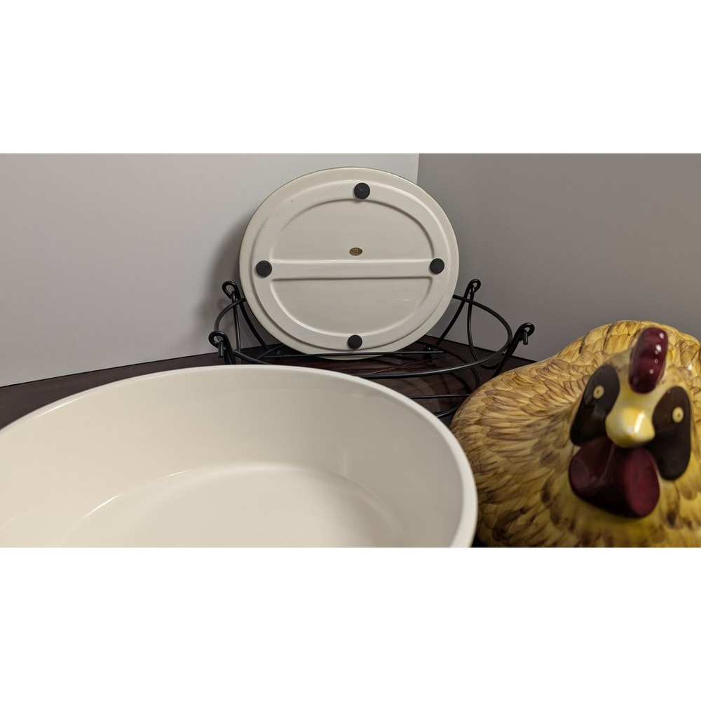 Temp-tations Tara Old World Chicken Covered Baker Roaster Dish with Stand 11in - Picture 9 of 15
